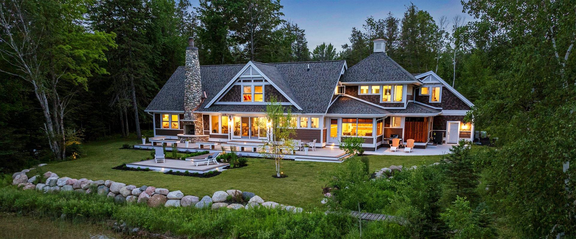 Lakefront house on Pickerel Lake - evening